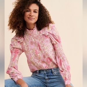 Selkie Pink Floral Blouse, Size S